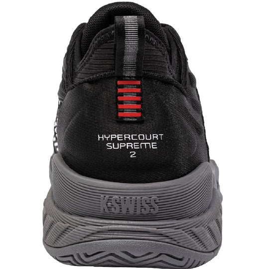 09071-038  K-Swiss Men's Hypercourt Supreme 2 Tennis Shoes (Black/Steel Gray/Firey Red)