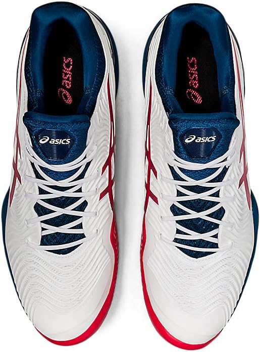 1041A083-102 Asics Men's Court FF 2 Tennis Shoes (White/Mako Blue)