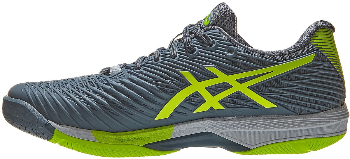 1041A182-402 Asics Men's Solution Speed FF 2 Tennis Shoes (Steel Blue/Hazard Green)