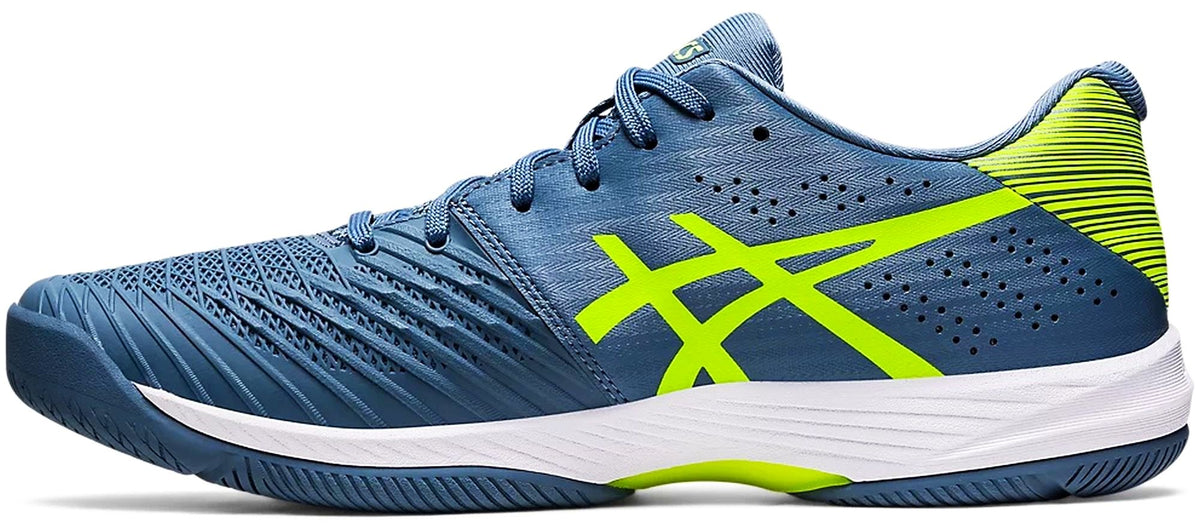 Asics Men's Solution Swift FF Tennis Shoes (Steel Blue/Hazard Green)