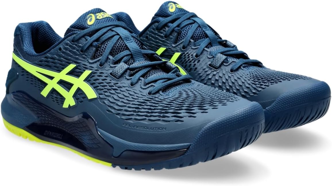 1041A330-404 Asics Men's Gel-Resolution 9 Tennis Shoe (Mako Blue/Safety Yellow)