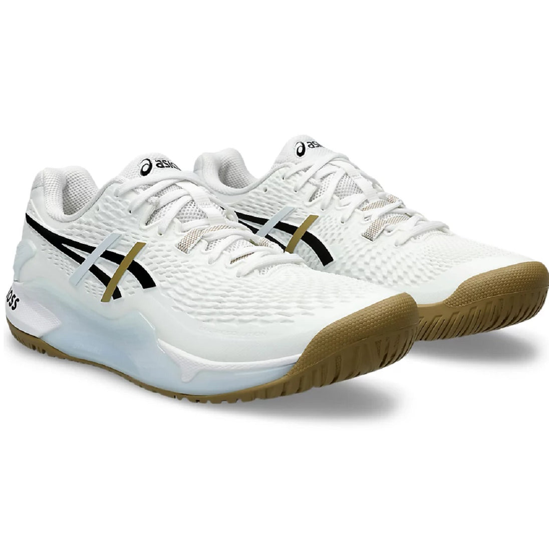 1041A453-100 Asics Men's Gel-Resolution 9 Tennis Shoes (White/Black/Brown)