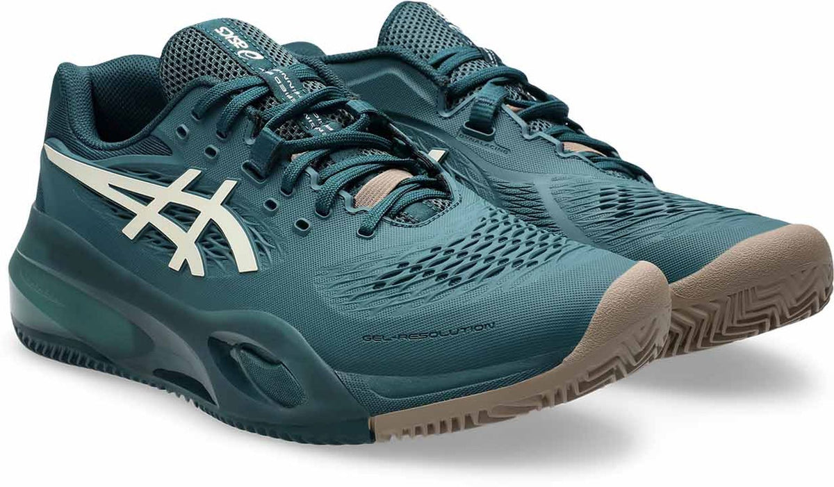 1041A485-300 Asics Men's Gel-Resolution X Clay Tennis Shoes (Saxon Green/Birch)