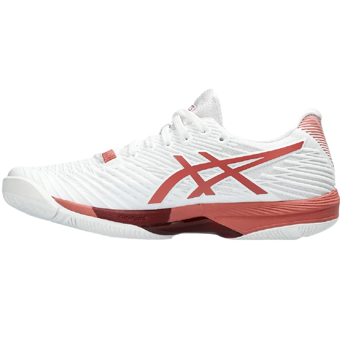 1042A136-105 Asics Women's Solution Speed FF 2 Tennis Shoes (White/Light Garnet) - Left