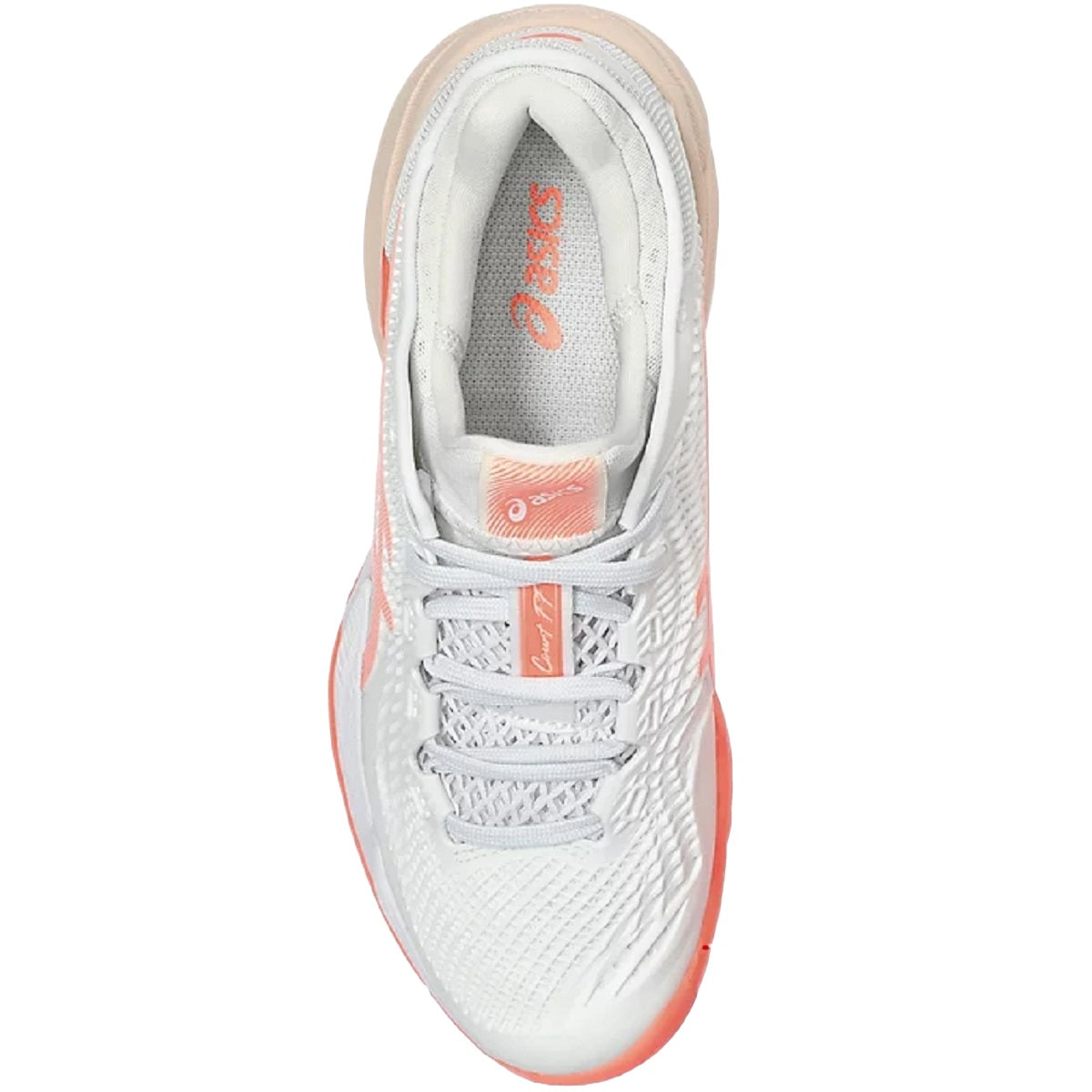 1042A220-103 Asics Women's Court FF 3 Tennis Shoes (White/Sun Coral)