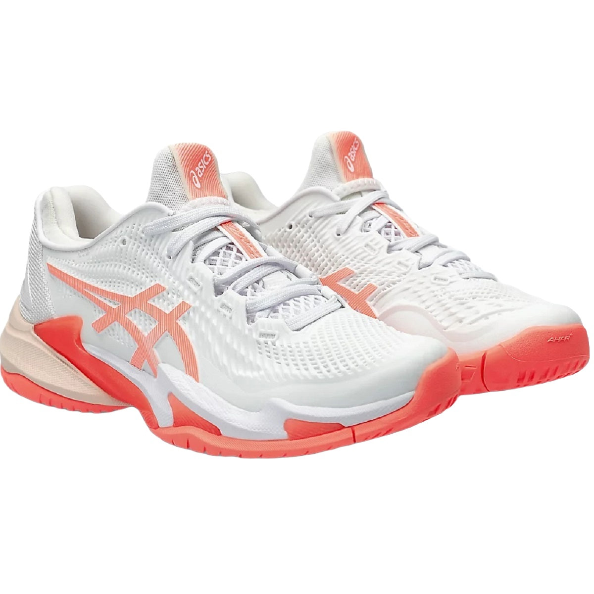 1042A220-103 Asics Women's Court FF 3 Tennis Shoes (White/Sun Coral)