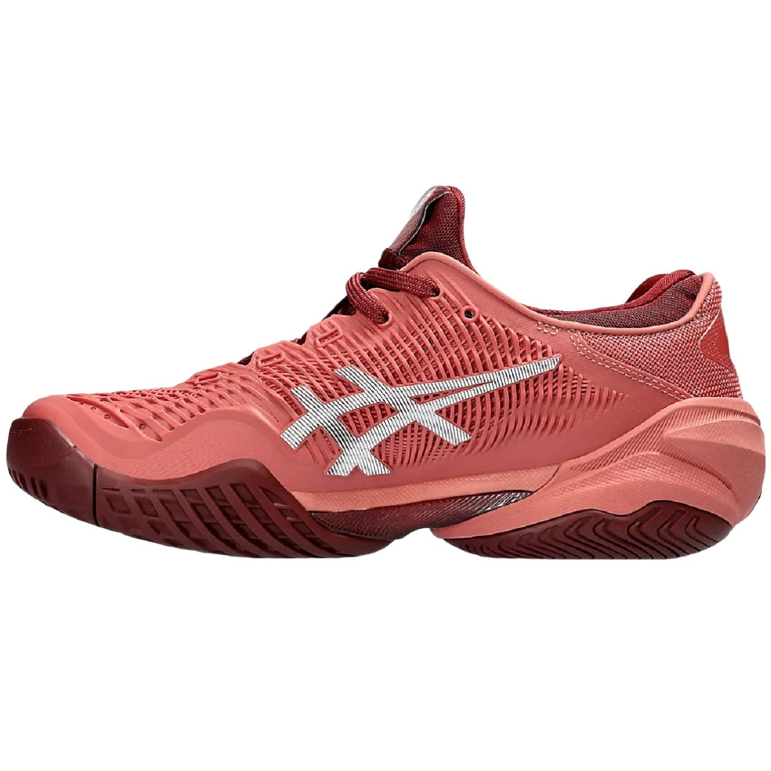 1042A220-600 Asics Women's Court FF 3 Tennis Shoes (Light Garnet/White) - Left