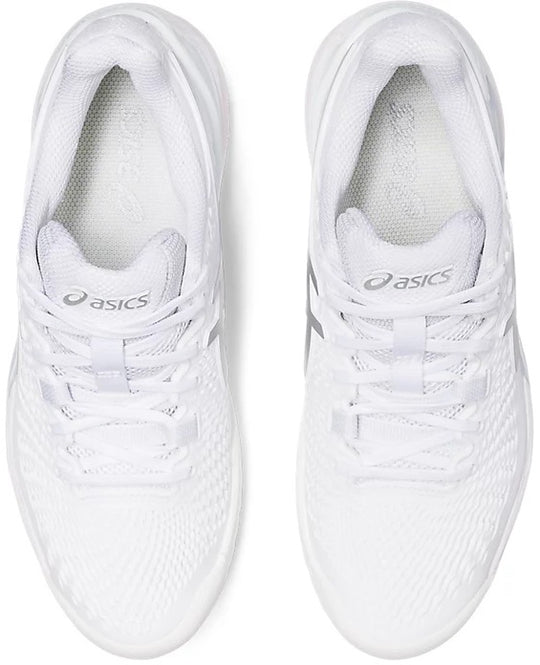 1042A226-100 Asics Women's Gel-Resolution 9 Wide Tennis Shoes (White/Pure Silver)