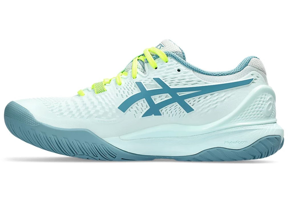 1042A226-400 Asics Women's Gel Resolution 9 Wide Tennis Shoes (Soothing Sea Gris Blue) b
