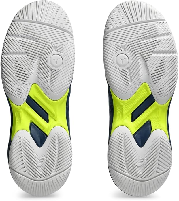 1044A052-104 Asics Juniors Gel-Game 9 GS Tennis Shoes (White/Mako Blue)