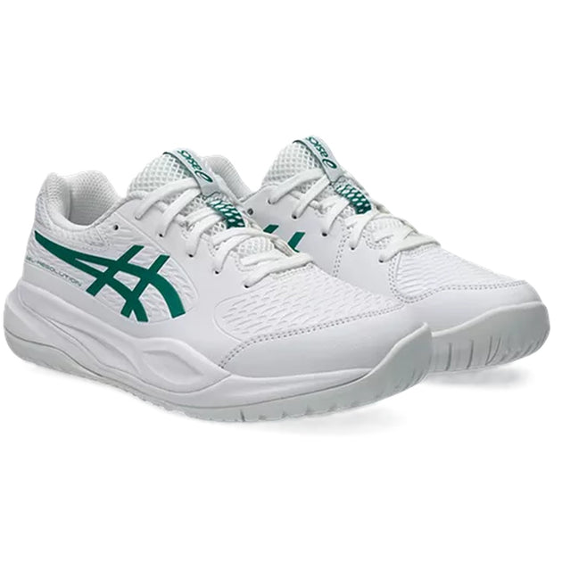 1044A081-101 Asics Juniors Gel-Resolution X GS Tennis Shoes (White/Pitch Green)