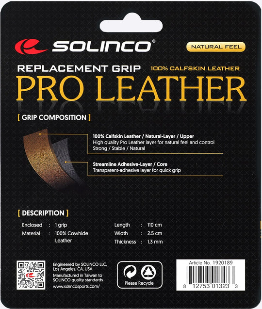 1920189 Solinco Pro Leather Replacement Grip (Tan)