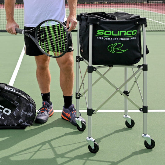 1920573 Solinco Lightweight 180 Ball Tennis Cart with Heavy Duty Ball Bag (Black/Green)