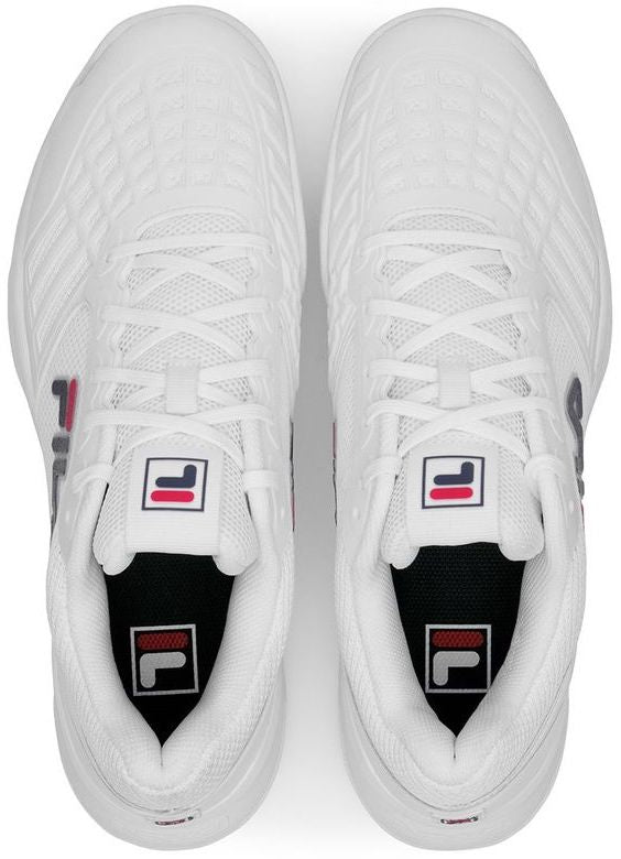 1TM01987-125 Fila Men's Axilus 3 Tennis Shoes (White/Fila Navy/Fila Red)