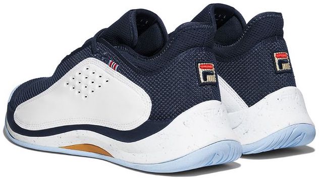 1TM01999-147 Fila Men's Mondo Forza Tennis Shoes (White/Fila Navy/Powder Blue)