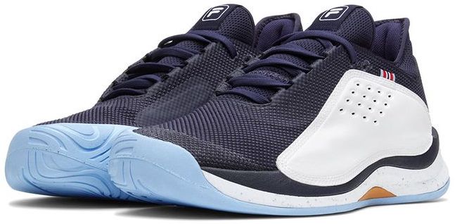 1TM01999-147 Fila Men's Mondo Forza Tennis Shoes (White/Fila Navy/Powder Blue)