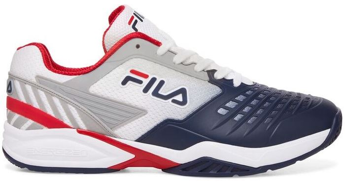 Fila Men's Axilus 2 Energized Tennis Shoes (White/Navy/Fila Red)