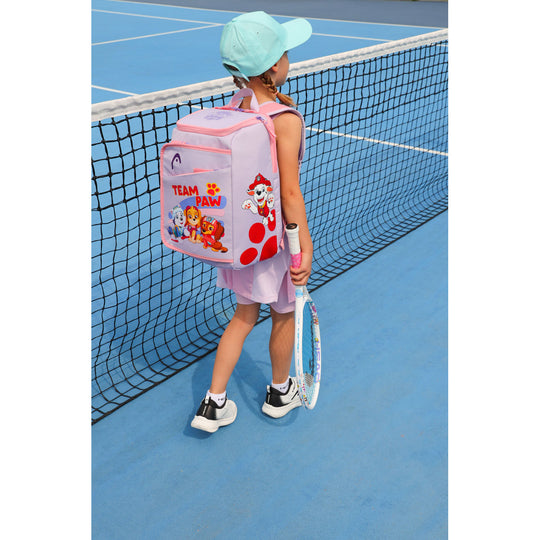 HeadPawJRWht-262615-PKBall-BNDL Head Paw Patrol Junior Tennis Bundle (White/Purple) - 1 Racquet, 1 Backpack & 3 Balls
