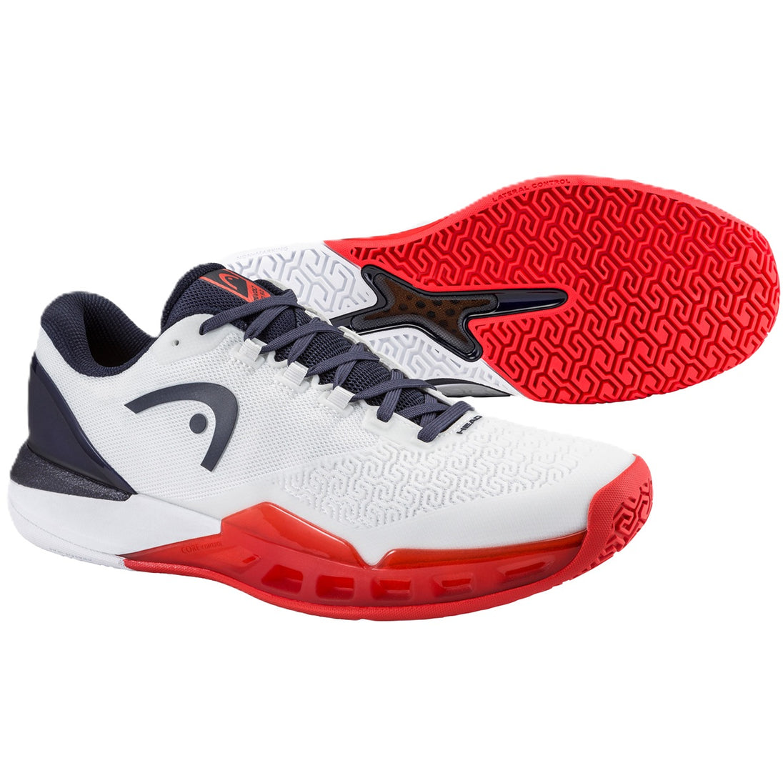 Head Men's Revolt Pro 5 Tennis Shoes (White/Navy) - right view plus sole