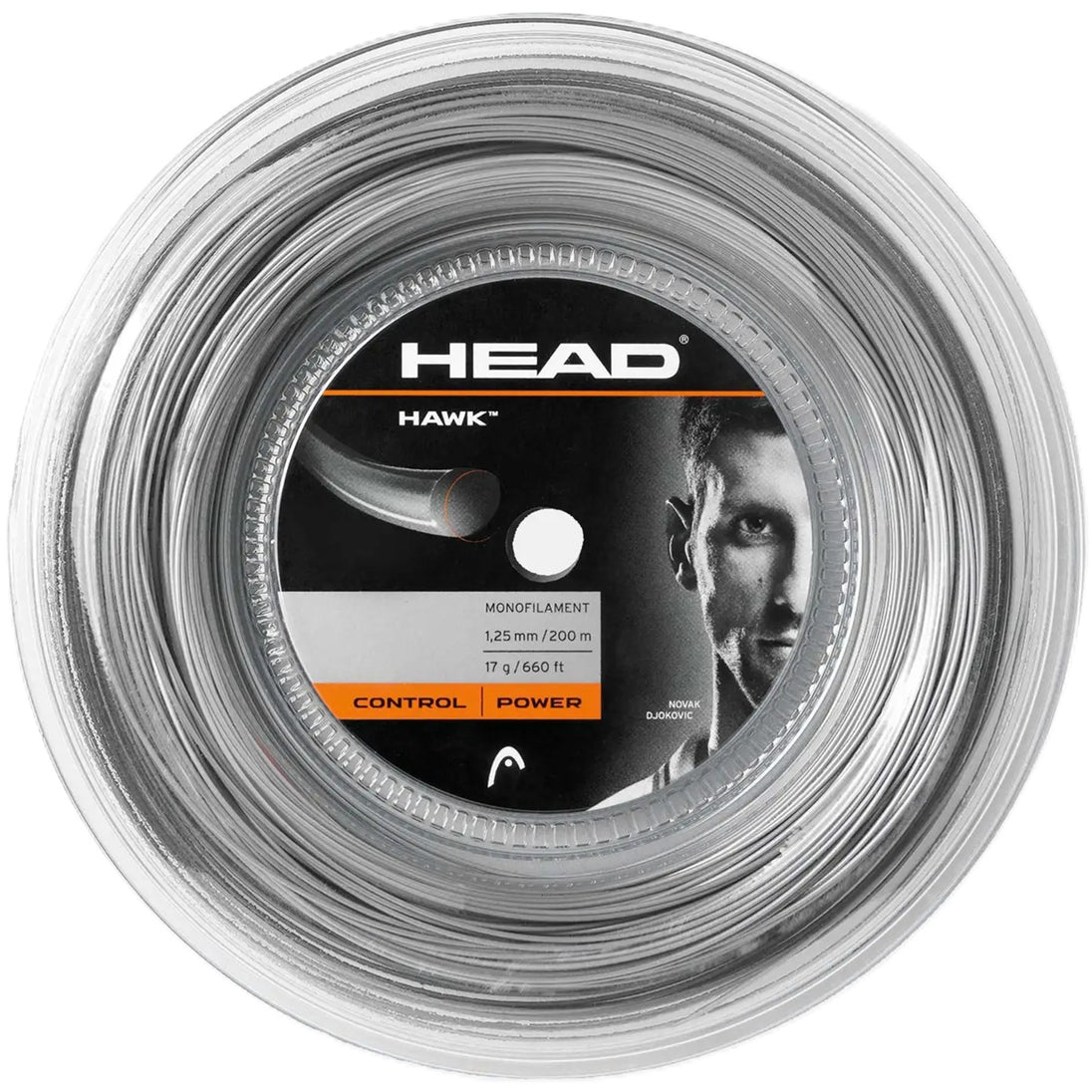 Head Hawk 17g Tennis String (Reel) - Grey