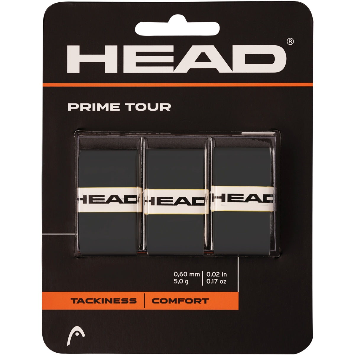 285621-BK Head Prime Tour Tennis Racquet Overgrip 3-Pack (Black)