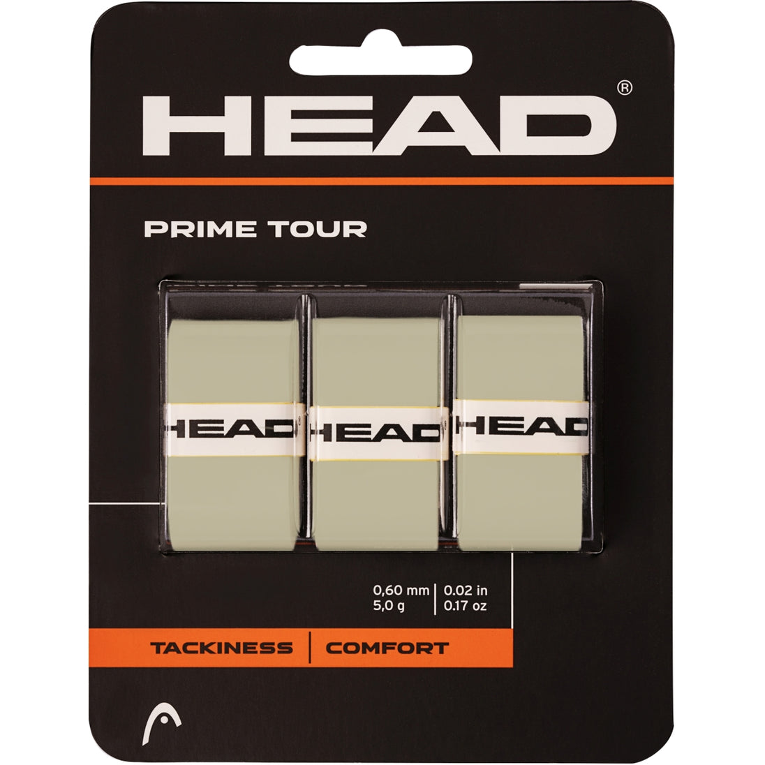 285621-GR Head Prime Tour Tennis Racquet Overgrip 3-Pack (Grey)