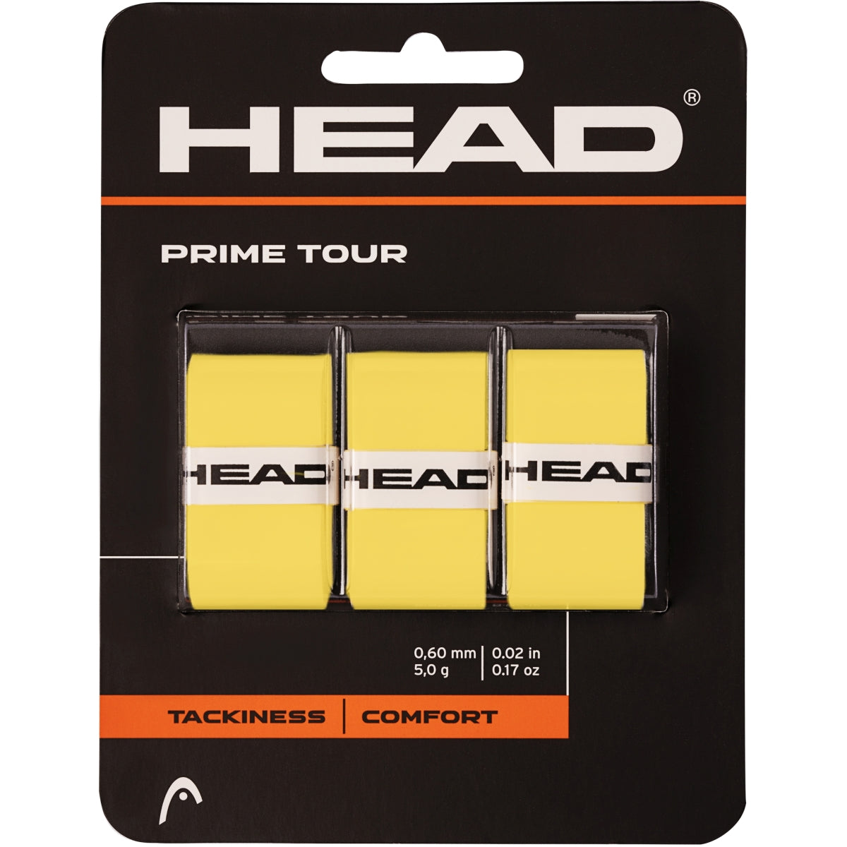 285621-YW Head Prime Tour Tennis Racquet Overgrip 3-Pack (Yellow)