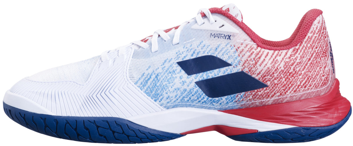 30S24846-1005 Babolat Men's Jet Mach 3 Wide All Court Tennis Shoes (White/Estate Blue)