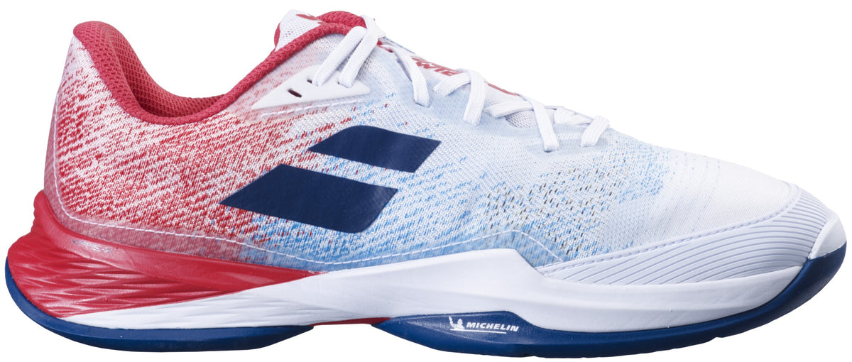 30S24846-1005 Babolat Men's Jet Mach 3 Wide All Court Tennis Shoes (White/Estate Blue)