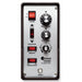 Control panel with various buttons and dials on a white background
