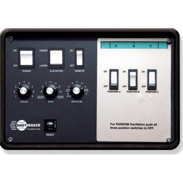 Control panel with switches and dials on a white background