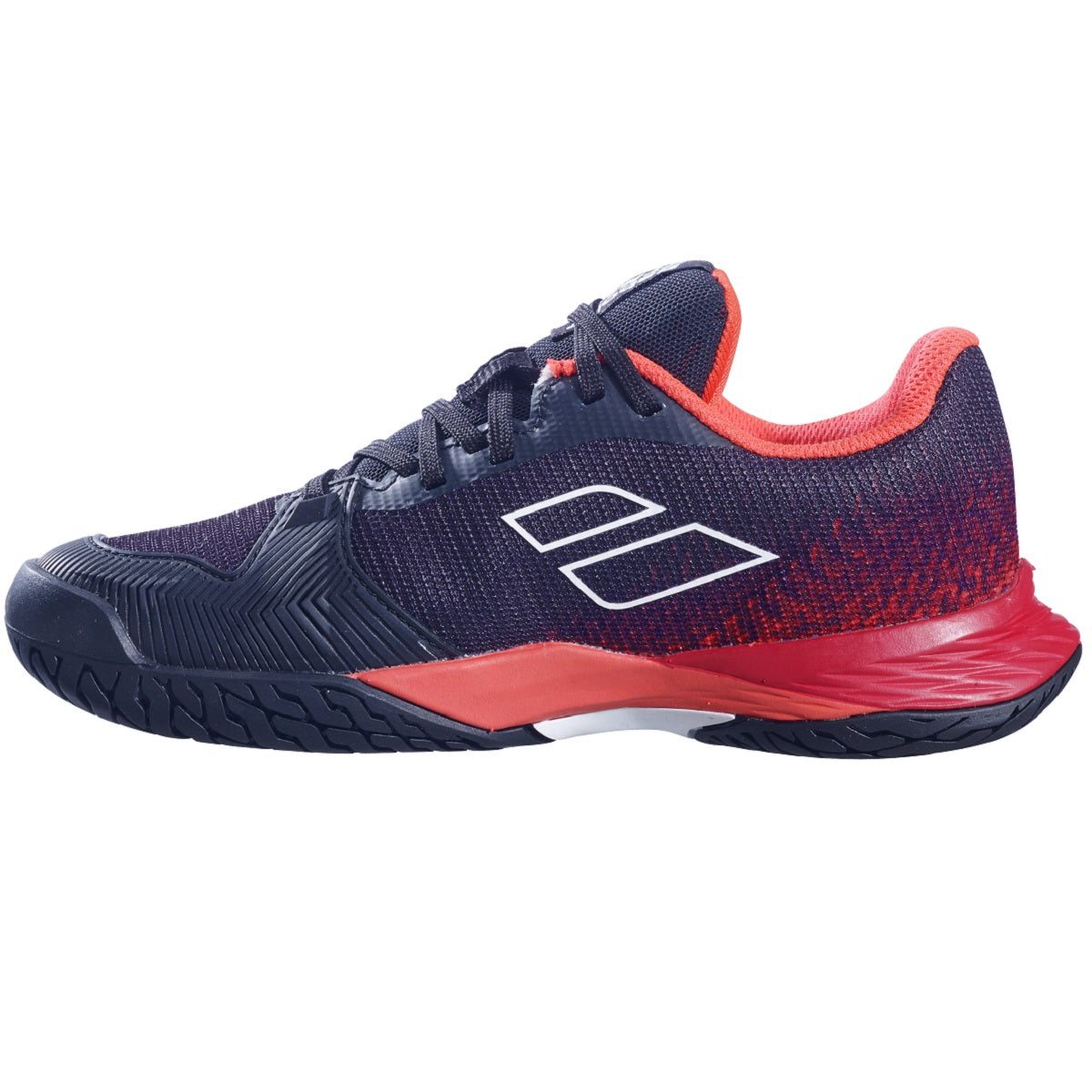 33F23648-2017 Babolat Junior Girls Jet Mach 3 All Court Tennis Shoes (Black/Poppy Red) - Left