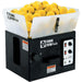 Ball machine filled with yellow tennis balls, shown on a white background. 