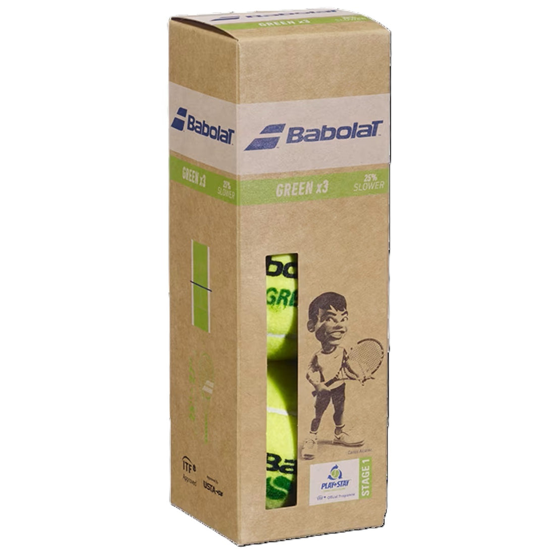 Babolat Kids Play & Stay  Green Tennis Balls - Can (3 Balls)