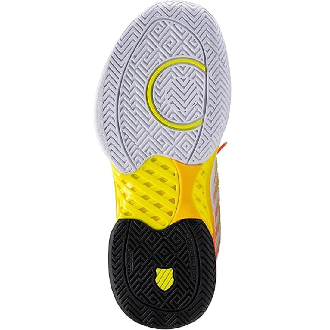 97382-188 K-Swiss Women's Hypercourt Express 2X Lucky in Love Tennis Shoe (White/Black/Neon Yellow) - Sole
