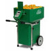 Green tennis ball machine with a digital display on a white background