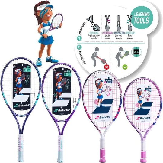 BFly-Pink-OG Babolat B’Fly Junior Tennis Racquet + 3 Pink Overgrips + 3 Pink Tennis Balls