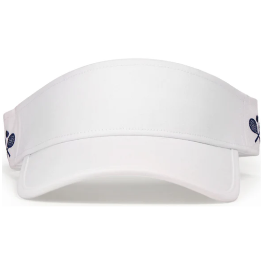 CCV208_Ame_Lulu_Womens_Country_Club_Tennis_Visor_Crossed_Racquets_White