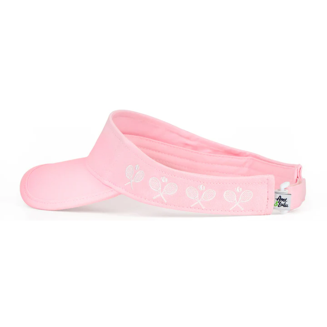 CCV328_Ame_Lulu_Womens_Country_Club_Tennis_Visor_Pink_With_Crossed_Racquets