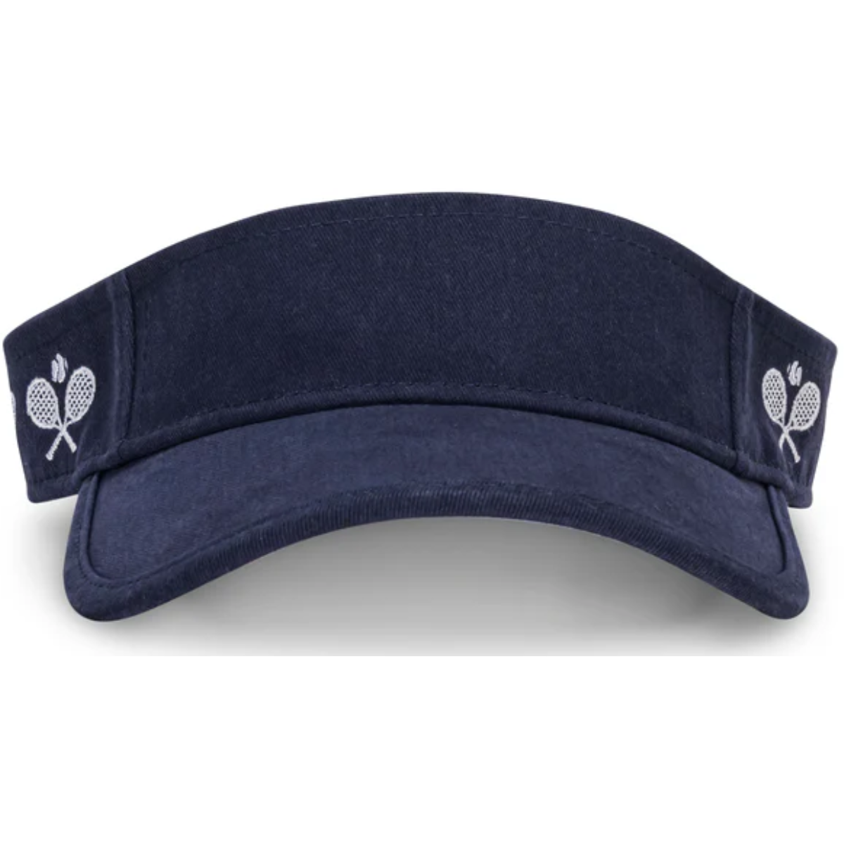 CCV376_Ame_Lulu_Womens_Country_Club_Tennis_Visor_Navy_With_Crossed_Racquets