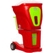 Red and green ball machine with a white ball on a white background