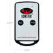 Remote control with buttons for feed and sweep on a white background