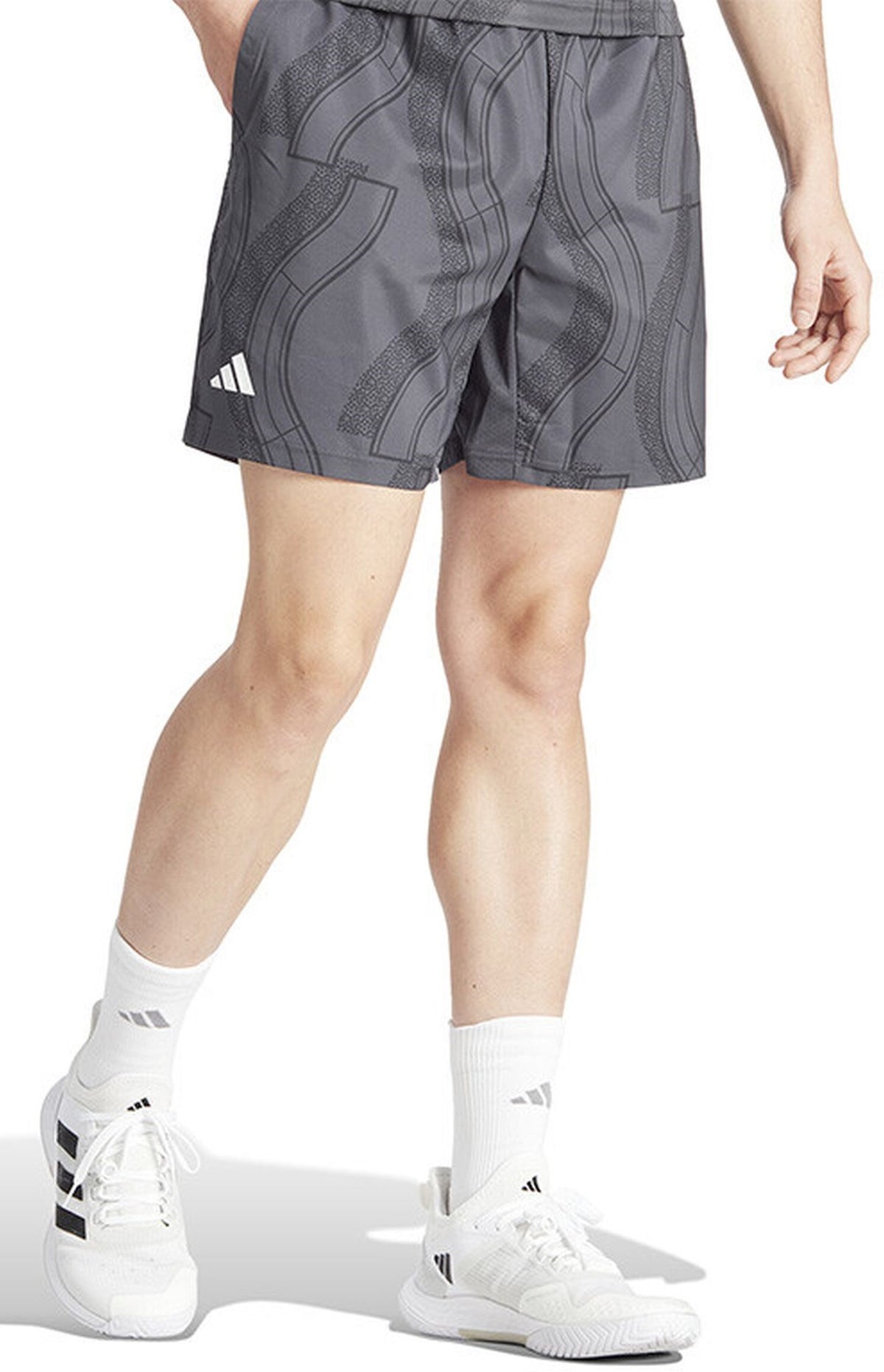 IP1884 Adidas Men's Club Graphic Tennis Shorts (Carbon/Black)