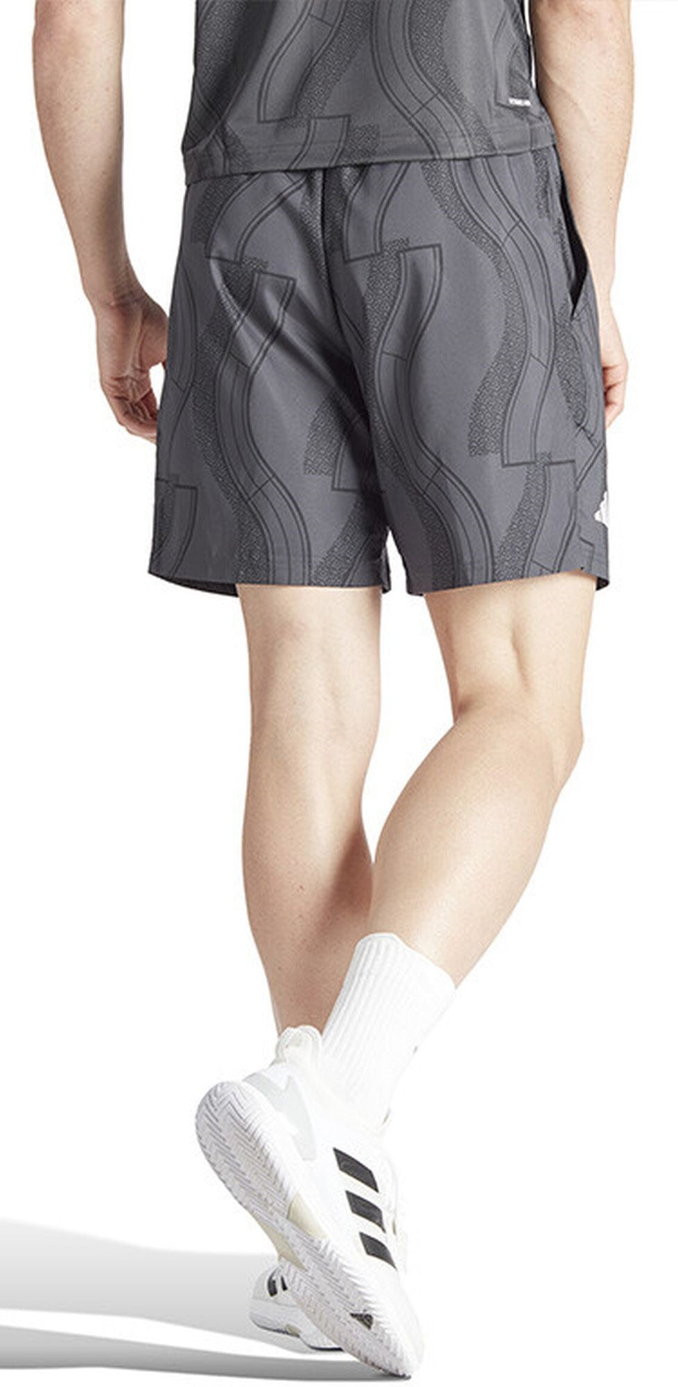 IP1884 Adidas Men's Club Graphic Tennis Shorts (Carbon/Black)