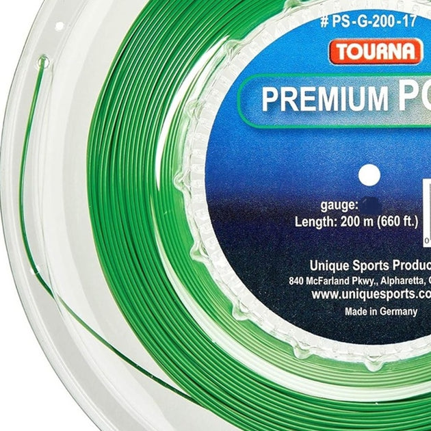 PS-G-200-17 Tourna Premium Poly 17g Tennis String - Green (Reel)