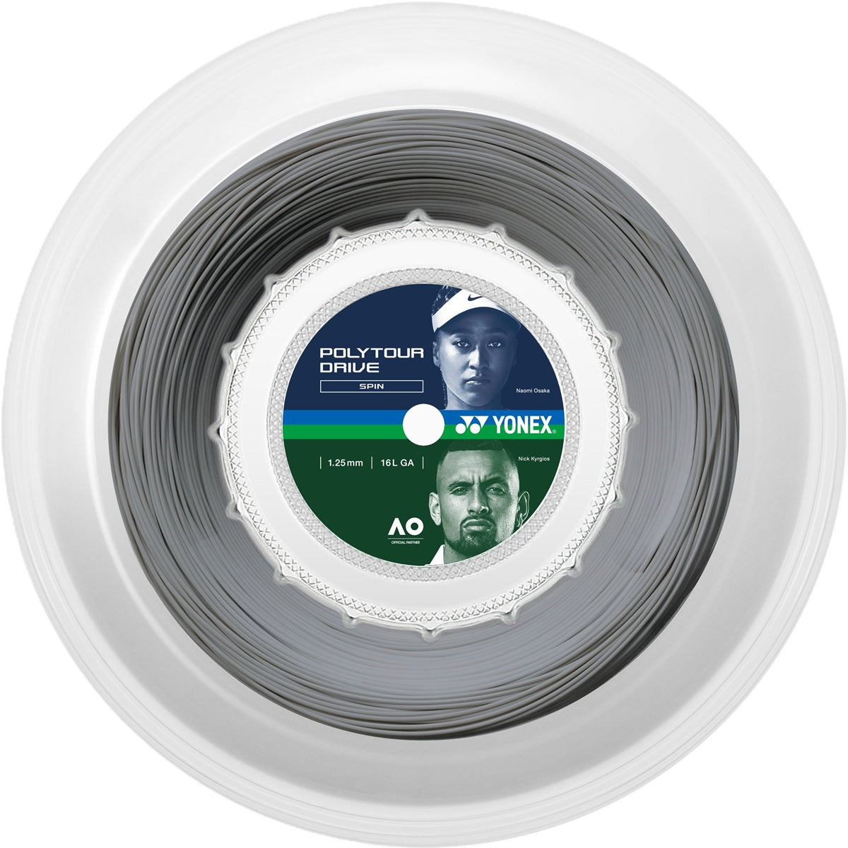 PTGD125-2  Yonex POLYTOUR  Drive 16L Tennis String (Reel) - Silver