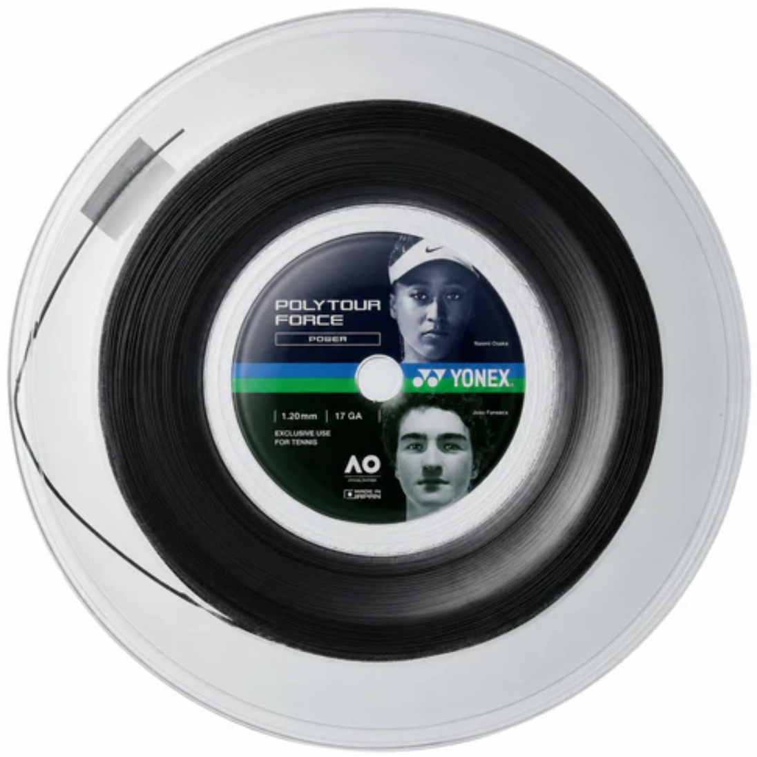 PTGFO120-2BK_Yonex_PolyTour_Force_120_Tennis_String_Reel_Black
