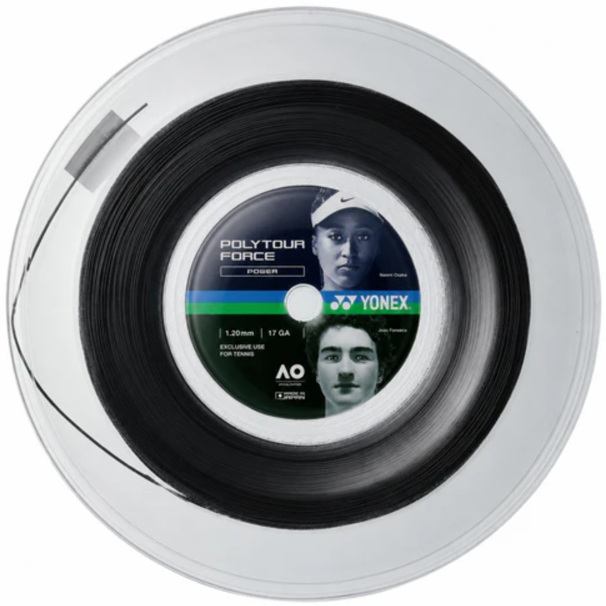 PTGFO120-2BK_Yonex_PolyTour_Force_120_Tennis_String_Reel_Black