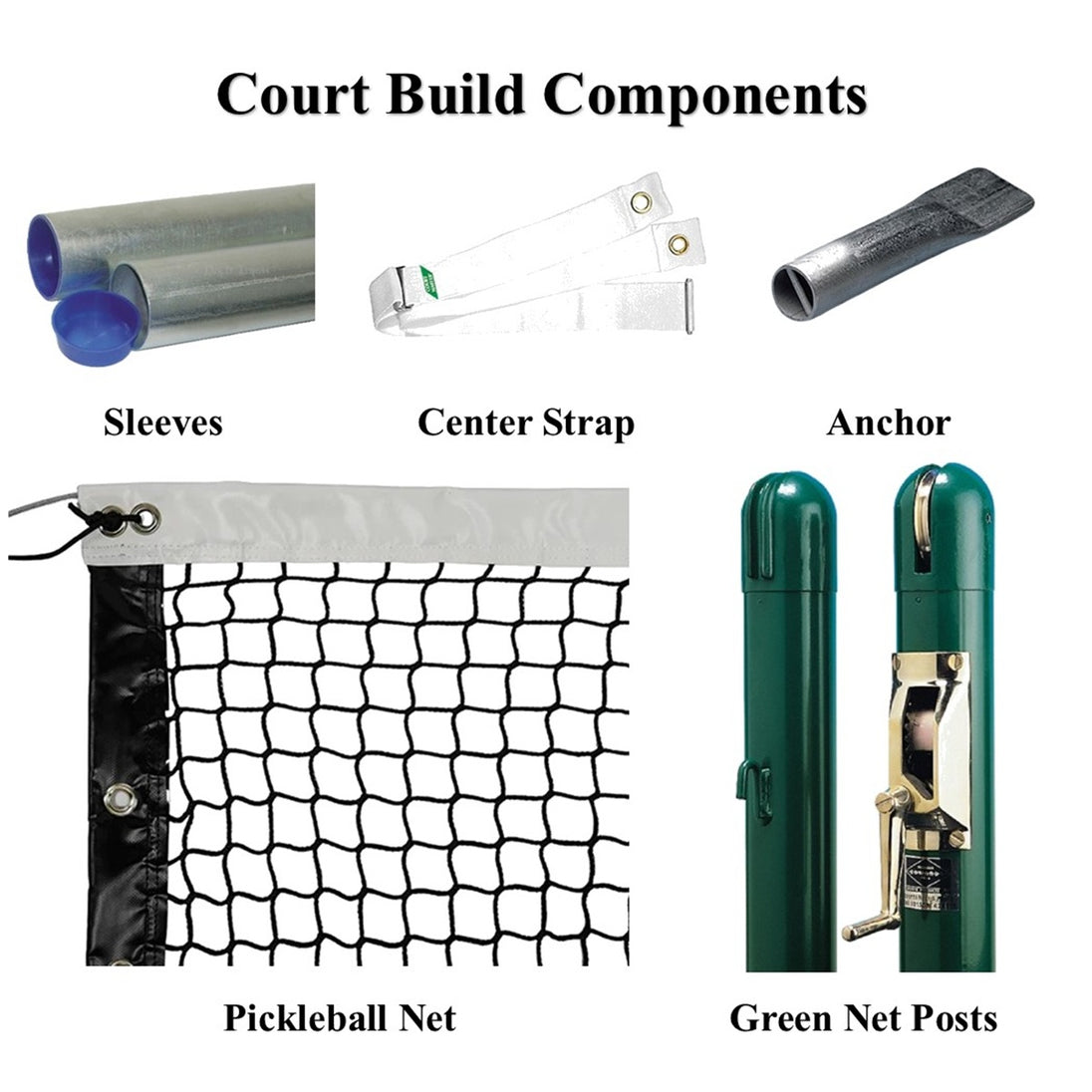 Pickleball Court Surface & Paint Package - Green Net Posts