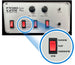 Control panel with switch options for topspin, flat, underspin, and spin.